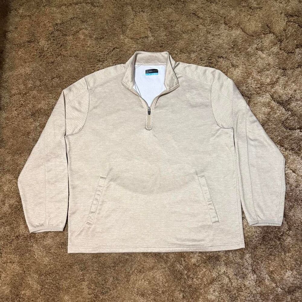 PGA Tour Golf Quarter Zip Beige Large